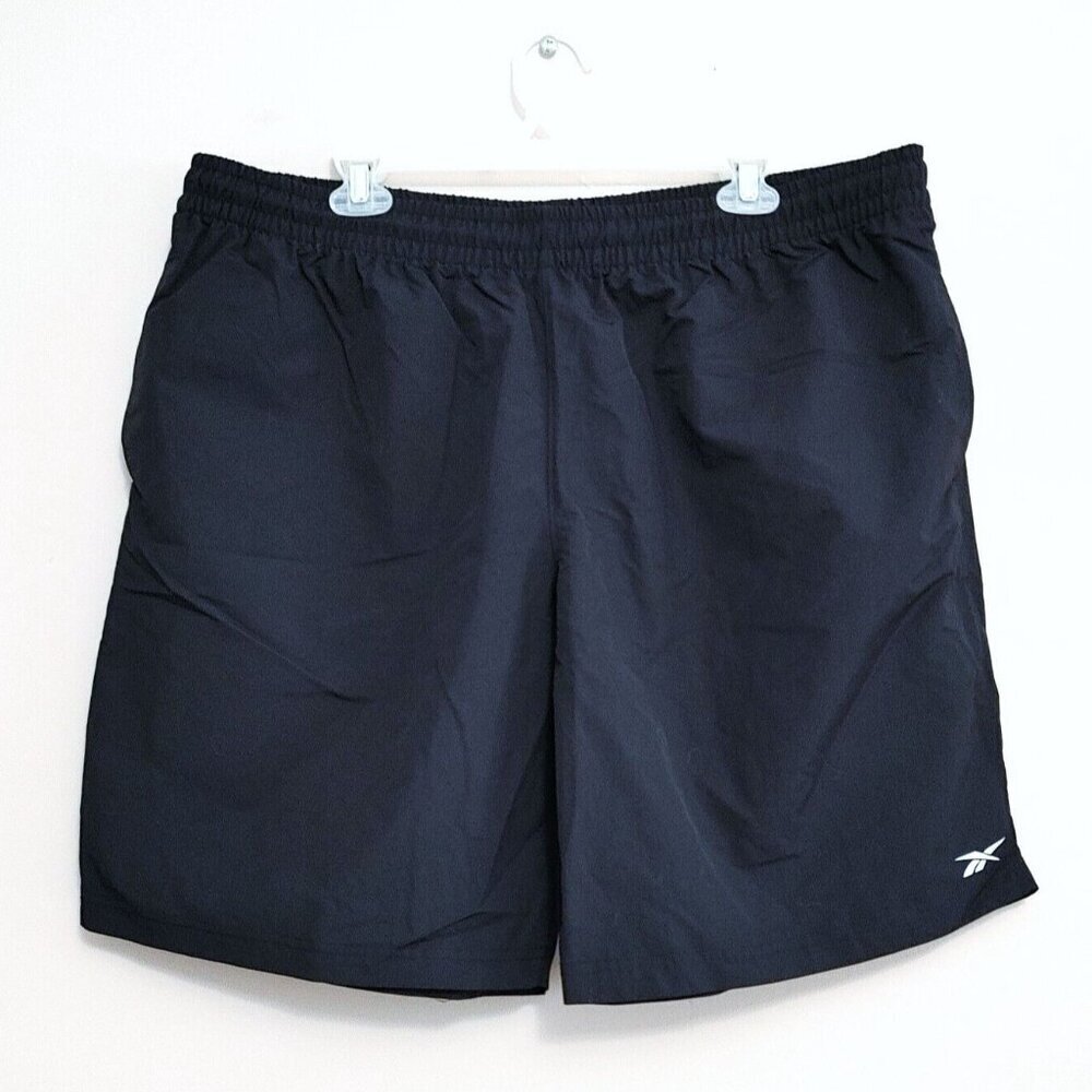 Reebok Mens Nylon Shorts 2XL  Black Drawstring Elastic Waist